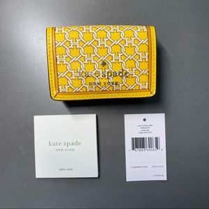 Kate Spade Micro Trifold Snap Wallet Yellow Multi